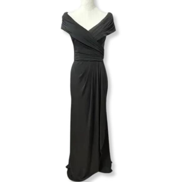 La Femme Dresses & Skirts - La Femme Maxi Gown Dress Off Shoulder Ruched Sleeveless Zip Black Women's 2 NWT